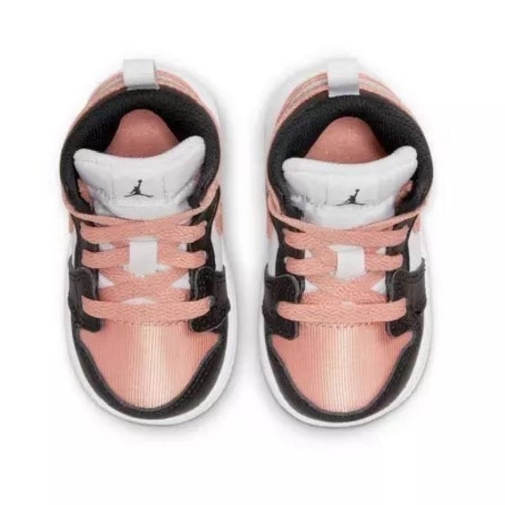 WILL BE DONATED•PRICE FIRM•Jordan 1 Mid White/Pink/Black Toddler Girls' Sneakers